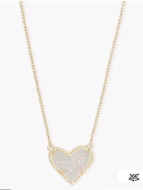 Kendra Scott: Ari Heart Gold Pendant Necklace in Iridescent Drusy